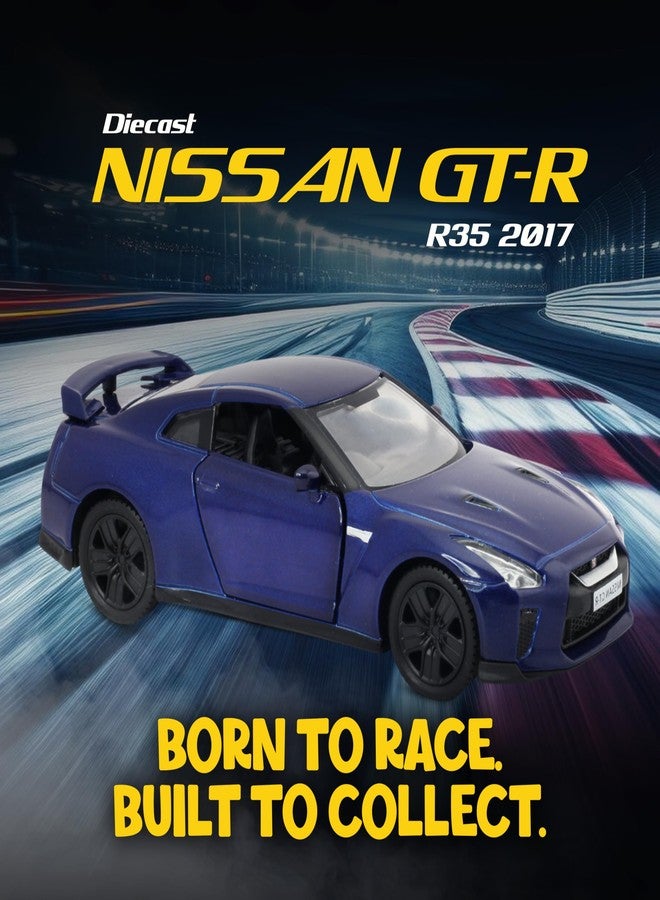 Rmz City 5 Inch Die Cast Nissan GT-R (R35) 2017 Toy Car 1:38 Scale Model | Licensed Collectible Vehicle with Opening Doors & Pullback Action | International Series for Kids & Car Lovers | Blue - Image 3